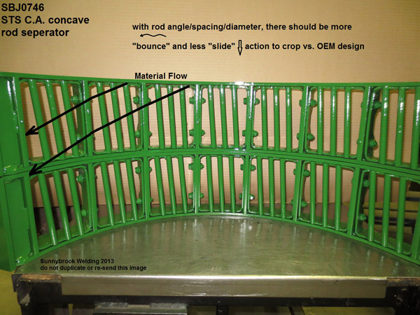 Hardened concave rod separator reduces friction.